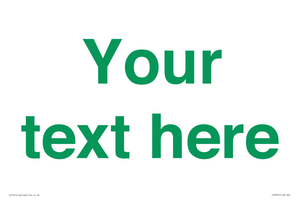 Custom blank information sign. Green text, plain background